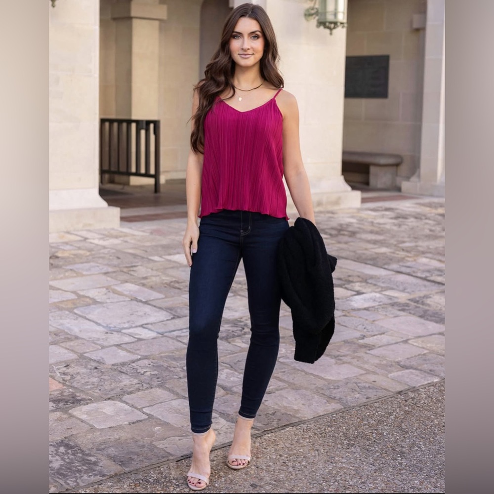 NWT Grace & Lace Deep Berry Pleated Top